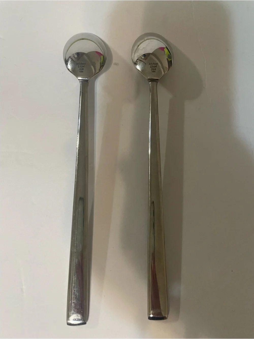 2 Michael Lloyd Iced Tea Spoons Stainless Steel